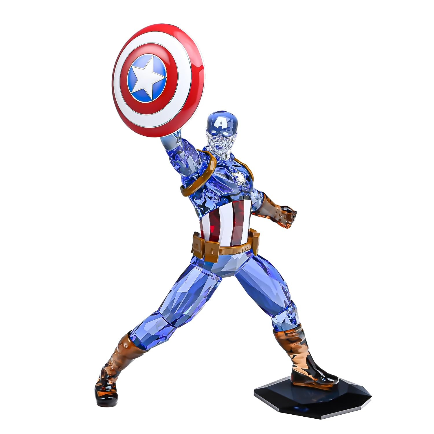 Swarovski Marvel Captain America Crystal Figure 2024SS Blue Hero Statue Boxed Swarovski Marvel Captain America Crystal Figure 2024SS Blue Hero Statue Boxed