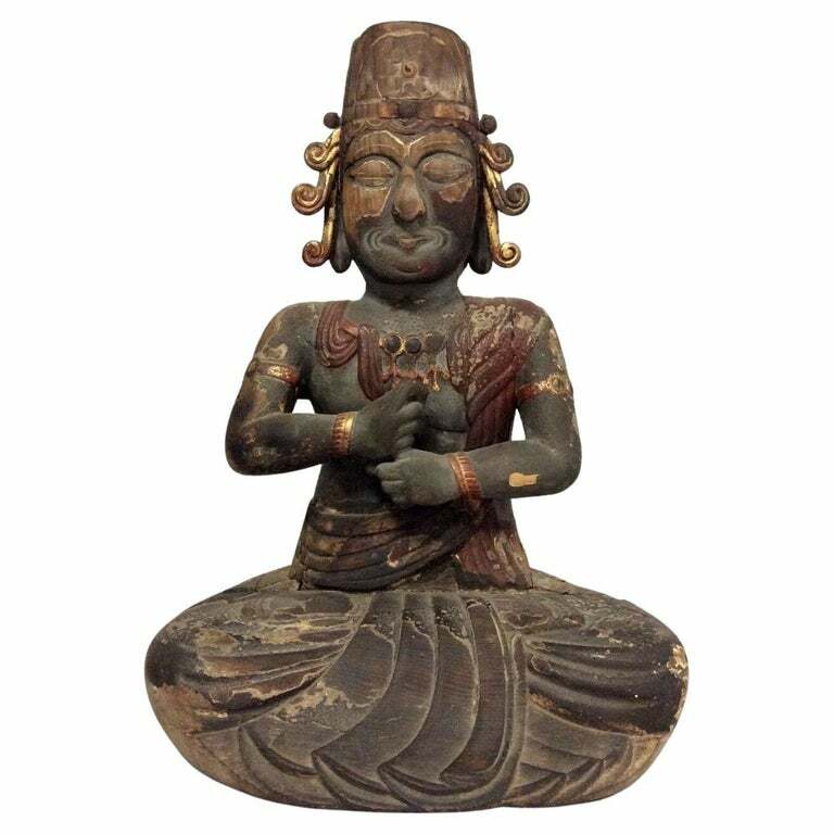 Antique Japanese Wooden Wood Sculpture Statue Buddha Temple Figure 16–17th Cent Antique Japanese Wooden Wood Sculpture Statue Buddha Temple Figure 16–17th Cent