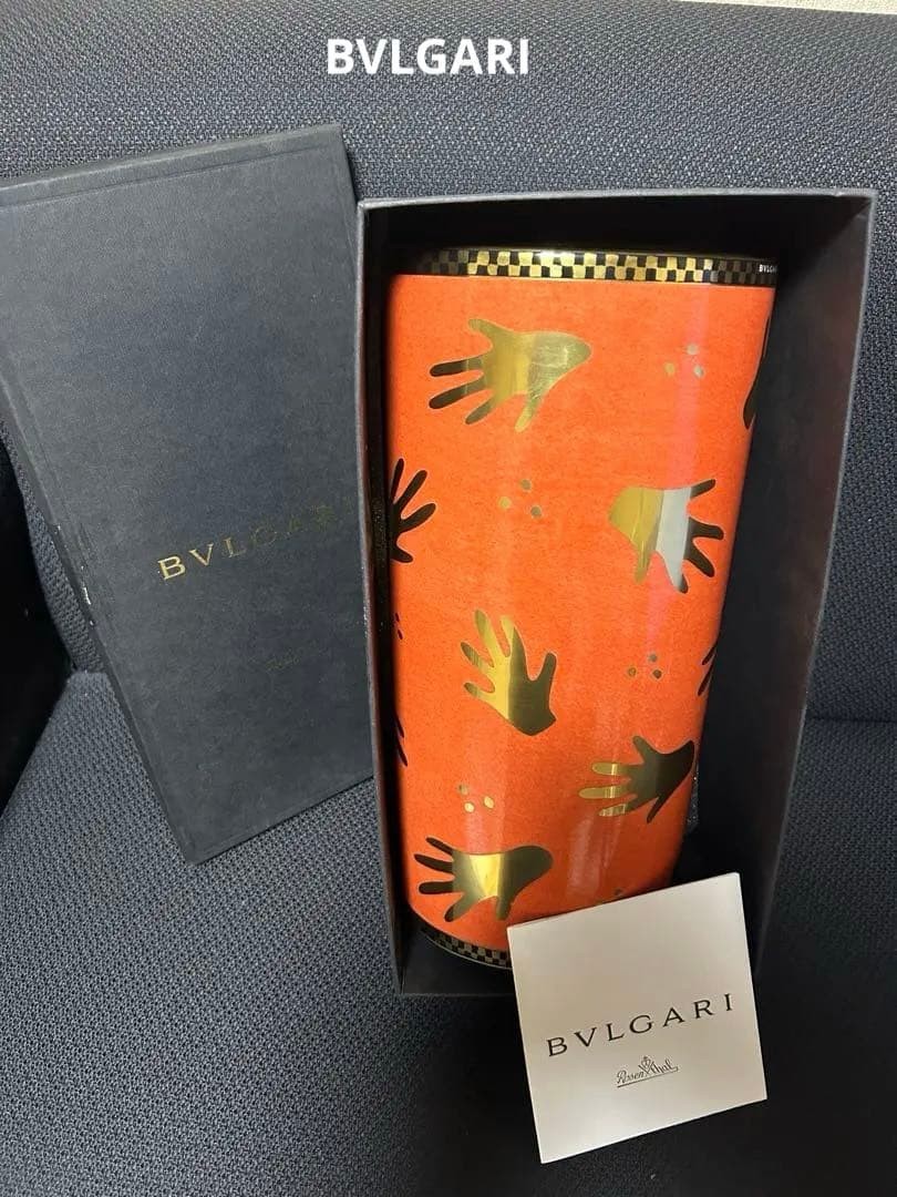 BVLGARI Rosenthal Orange Vase Gold Hand Motif Luxury | Interior Decor BVLGARI Rosenthal Orange Vase Gold Hand Motif Luxury | Interior Decor