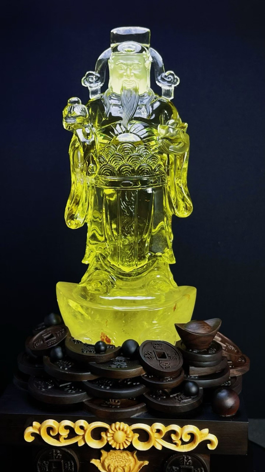 7.1LB top Natural citrine quartz crystal carved God of Wealth Decoration+stand 7.1LB top Natural citrine quartz crystal carved God of Wealth Decoration+stand