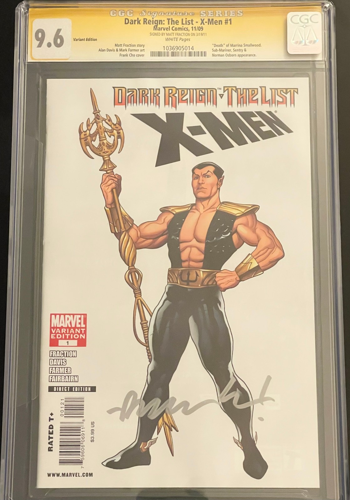 DARK REIGN: THE LIST X-MEN #1 SS CGC 9.6 1:100 CHO INCENTIV -SIGNED BY FRACTION DARK REIGN: THE LIST X-MEN #1 SS CGC 9.6 1:100 CHO INCENTIV -SIGNED BY FRACTION