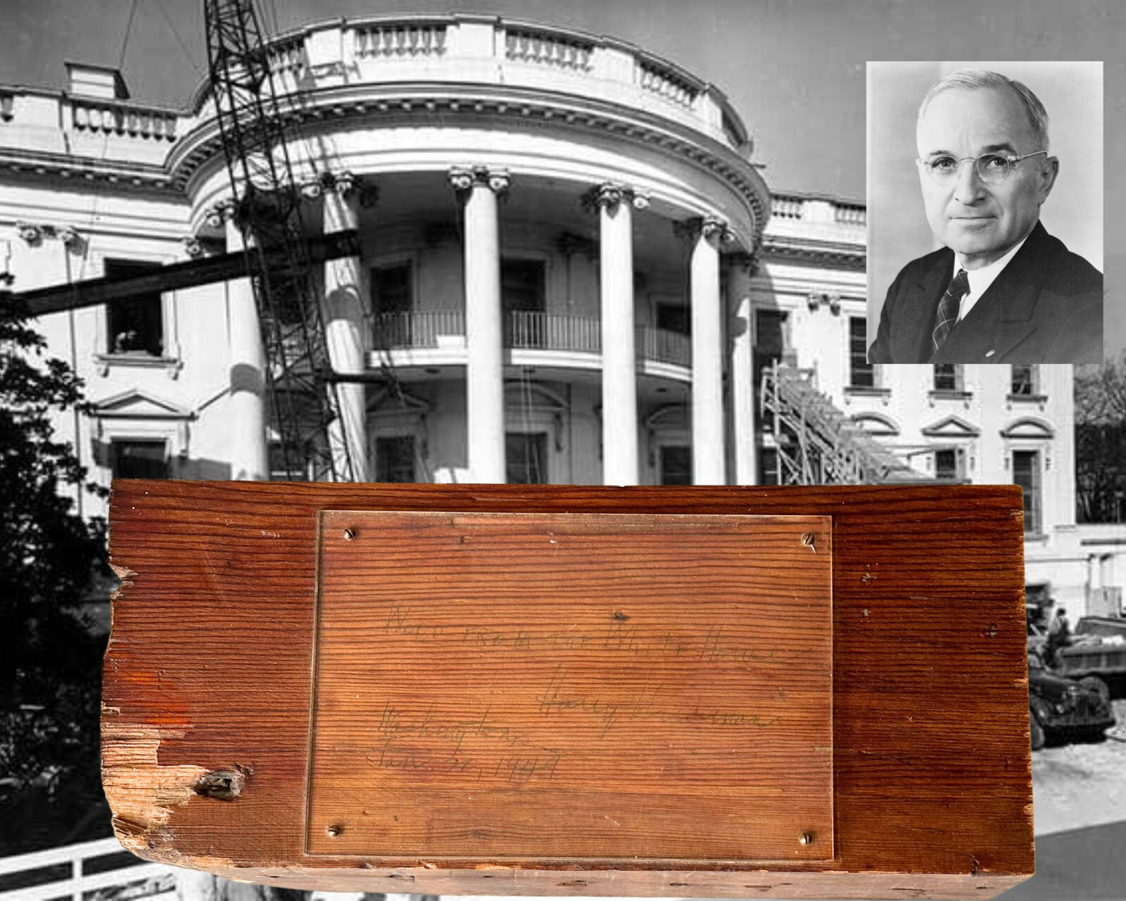 President HARRY TRUMAN Signed & Authenticated Original Wood from WHITE HOUSE President HARRY TRUMAN Signed & Authenticated Original Wood from WHITE HOUSE