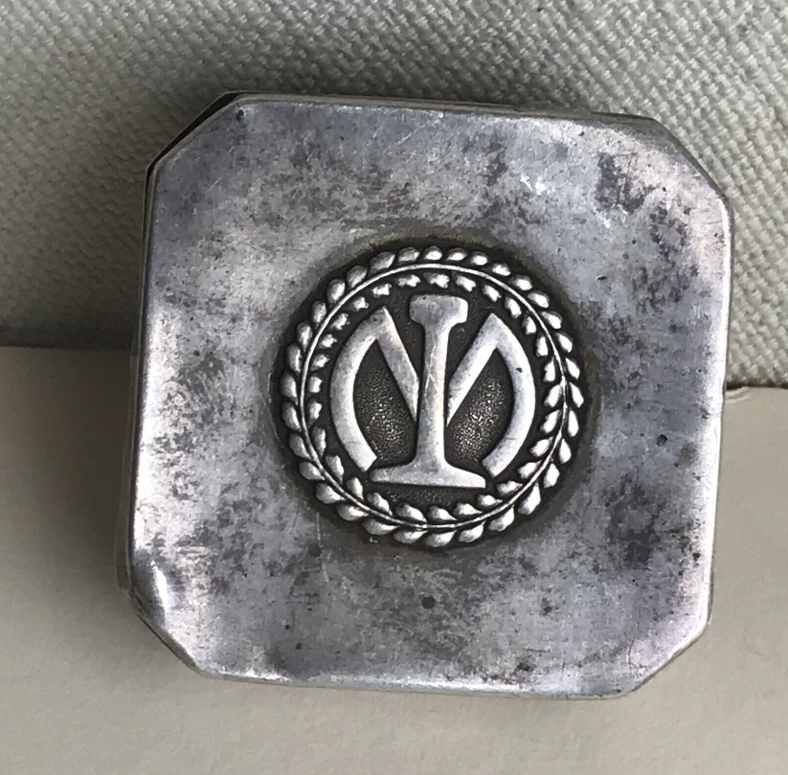 RARE Hallmarked Silver Snuff Box 19thC Railroad Badge Emblem Antq RR Railway Old