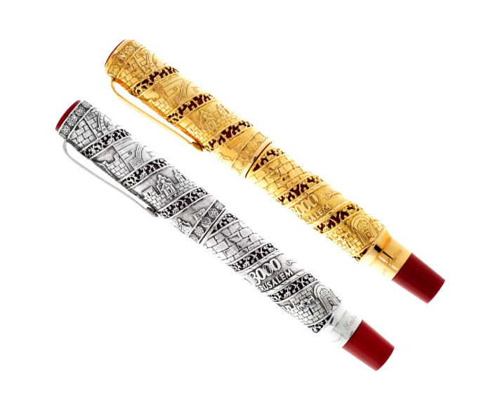 OMAS JERUSALEM 3000 LIMITED EDITION 18k GOLD & SILVER ROLLERBALL PEN