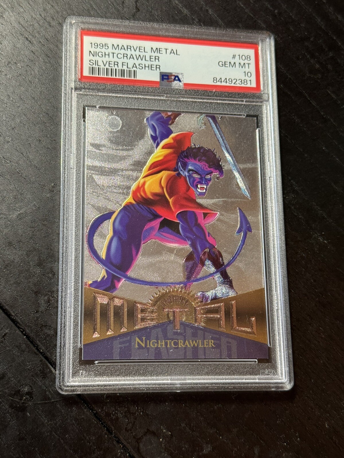 1995 Marvel Metal Nightcrawler Silver Flasher #108 PSA 10 GEM MT Pop 2 1995 Marvel Metal Nightcrawler Silver Flasher #108 PSA 10 GEM MT Pop 2