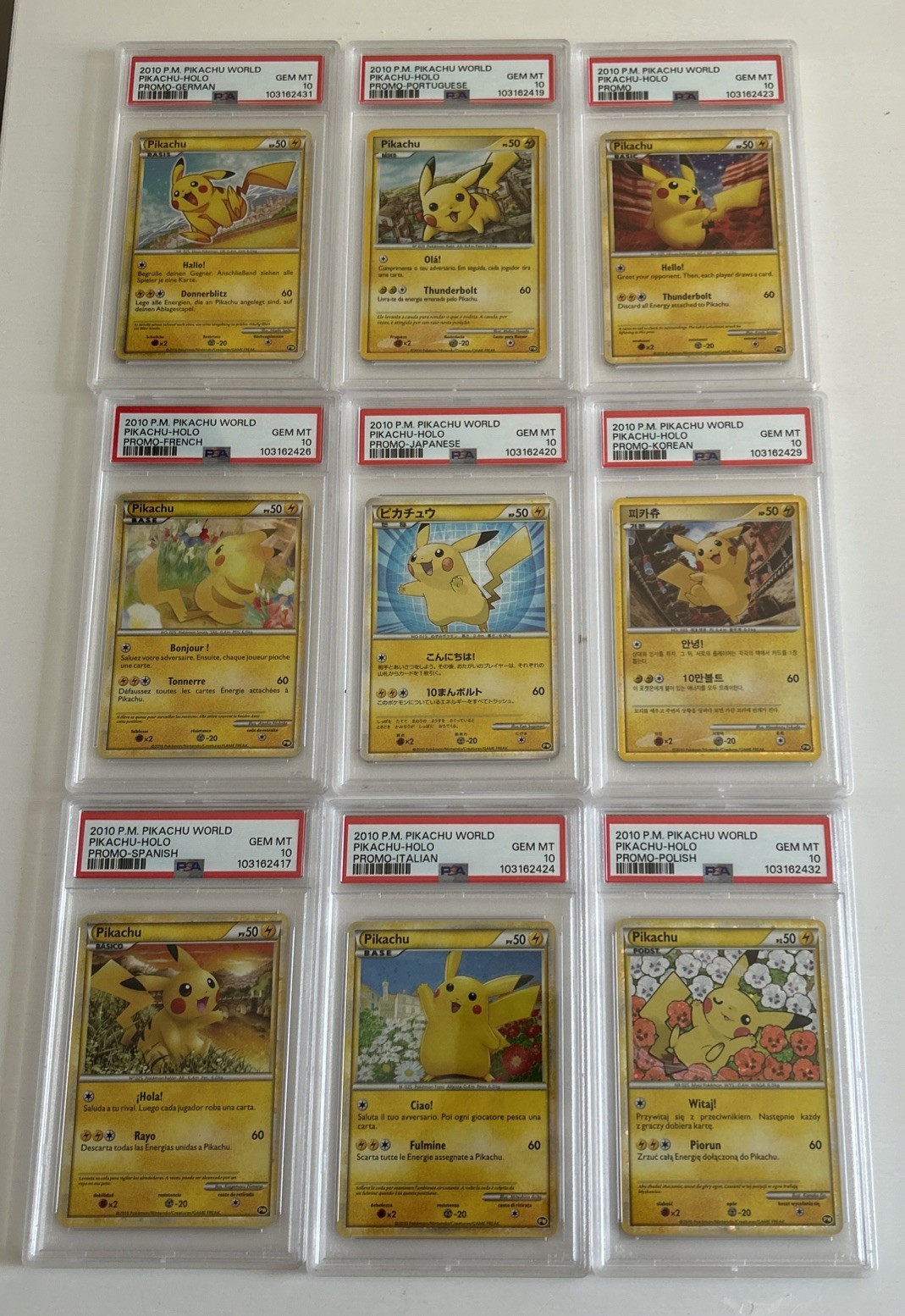 2010 Japanese Pokemon Pikachu World Collection 9 Card Set Rare Bundle Lot