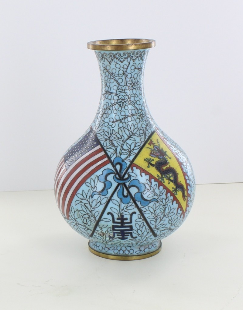 Antique Imperial Chinese Cloisonne 1908 Great White Fleet Vase Quing US Navy Antique Imperial Chinese Cloisonne 1908 Great White Fleet Vase Quing US Navy