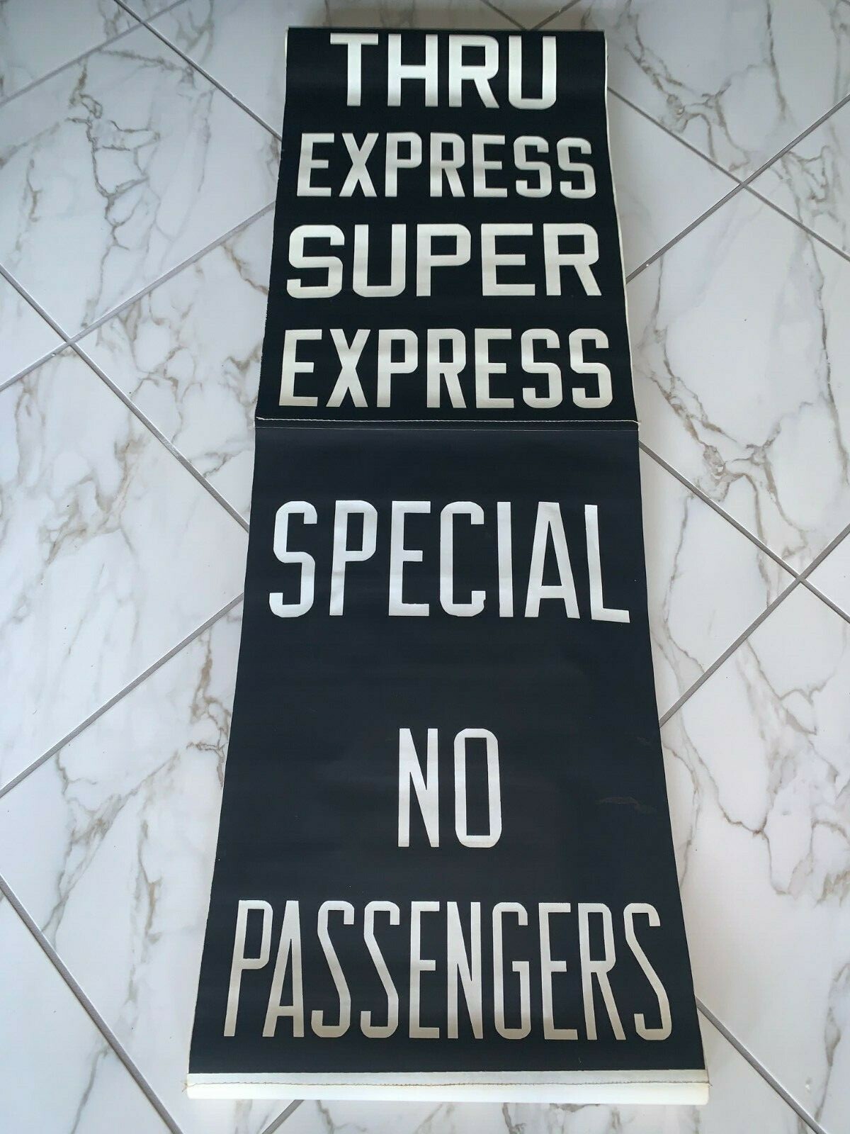 IRT NY NYC SUBWAY ROLL SIGN 1953 THRU SUPER EXPRESS NY ART SPECIAL NO PASSENGERS