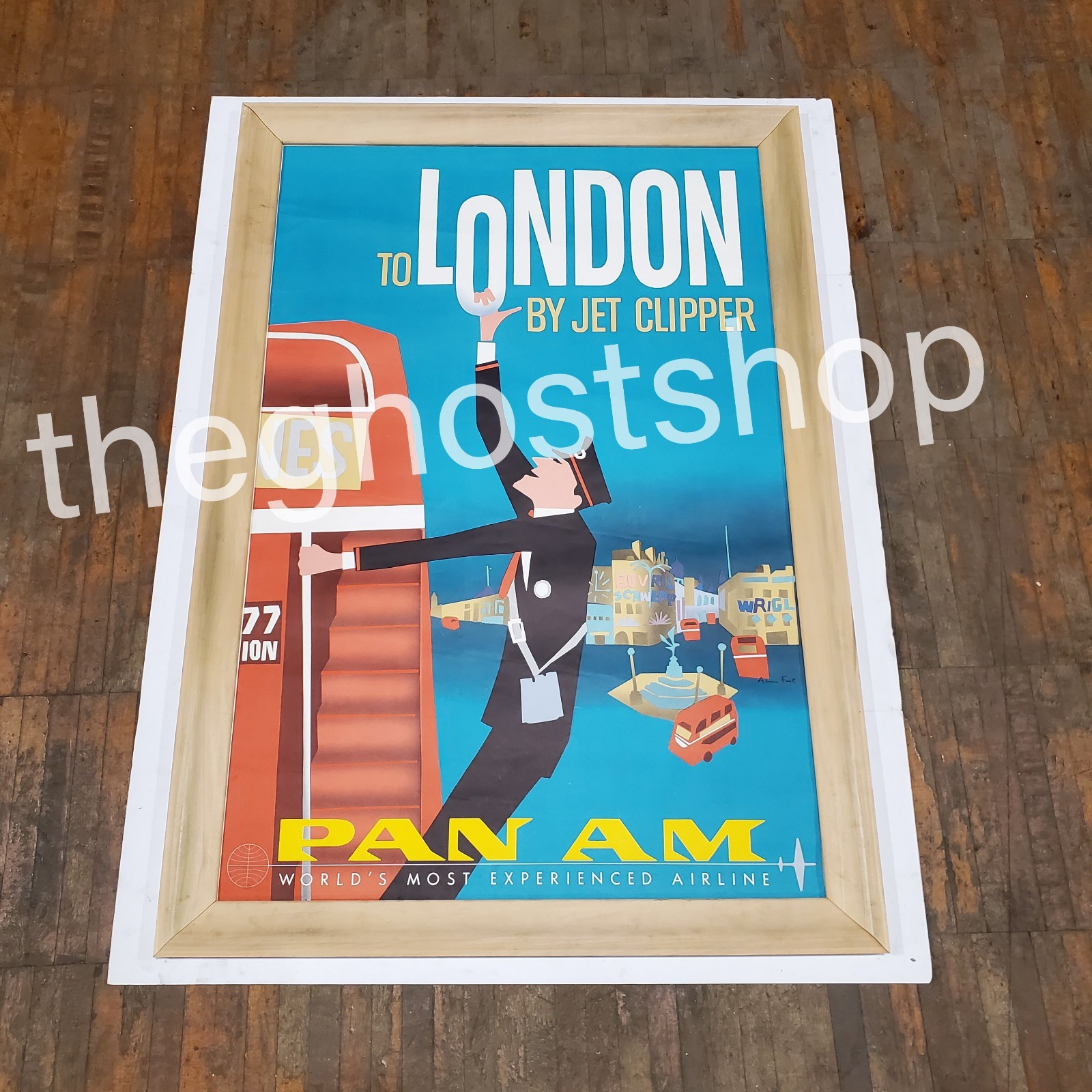 Original Rare Travel Poster To London By Jet Clipper Pan Am Airline Aaron Fine