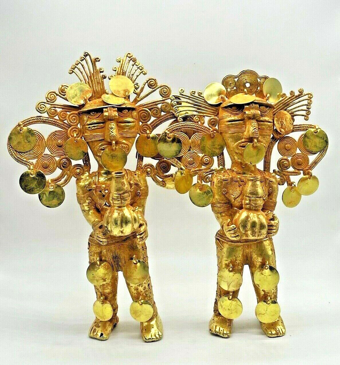Pre Columbian Gold - Copper Tairona Tumbagas - Shaman Male and Female