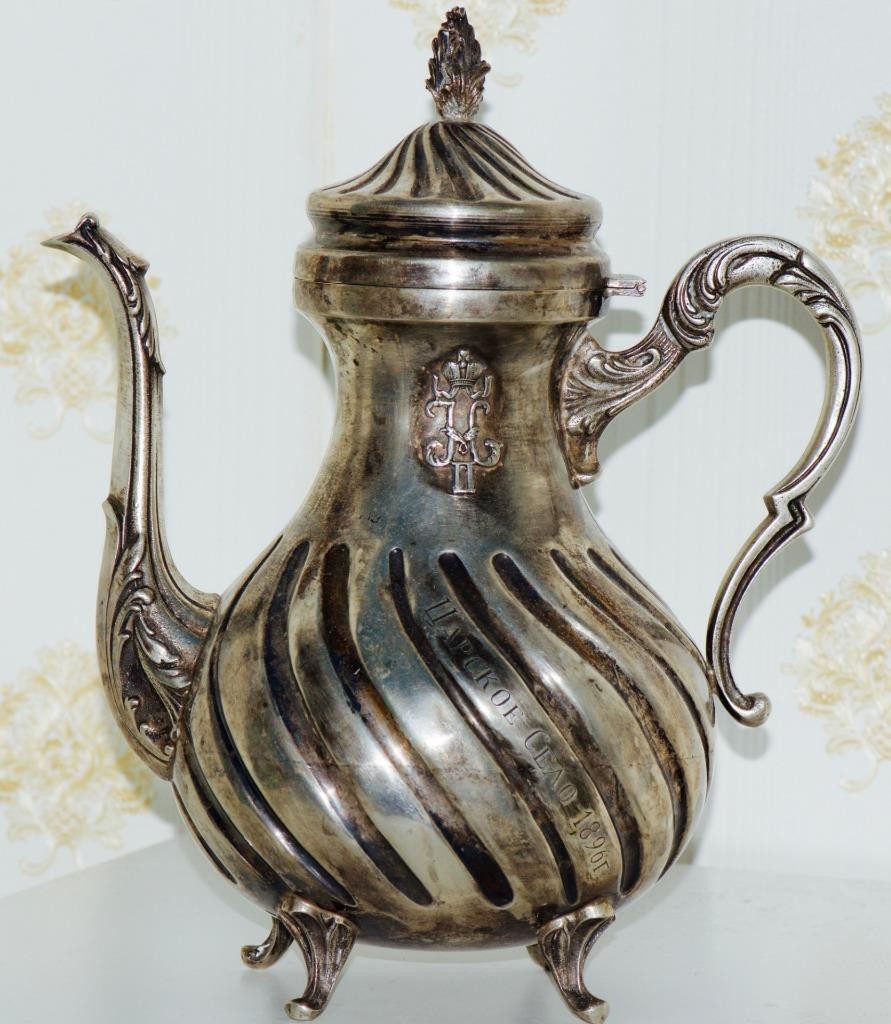 Antique Faberge Solid Silver Presentation Jug Tsar Nicholas II Monogram 1896 Antique Faberge Solid Silver Presentation Jug Tsar Nicholas II Monogram 1896