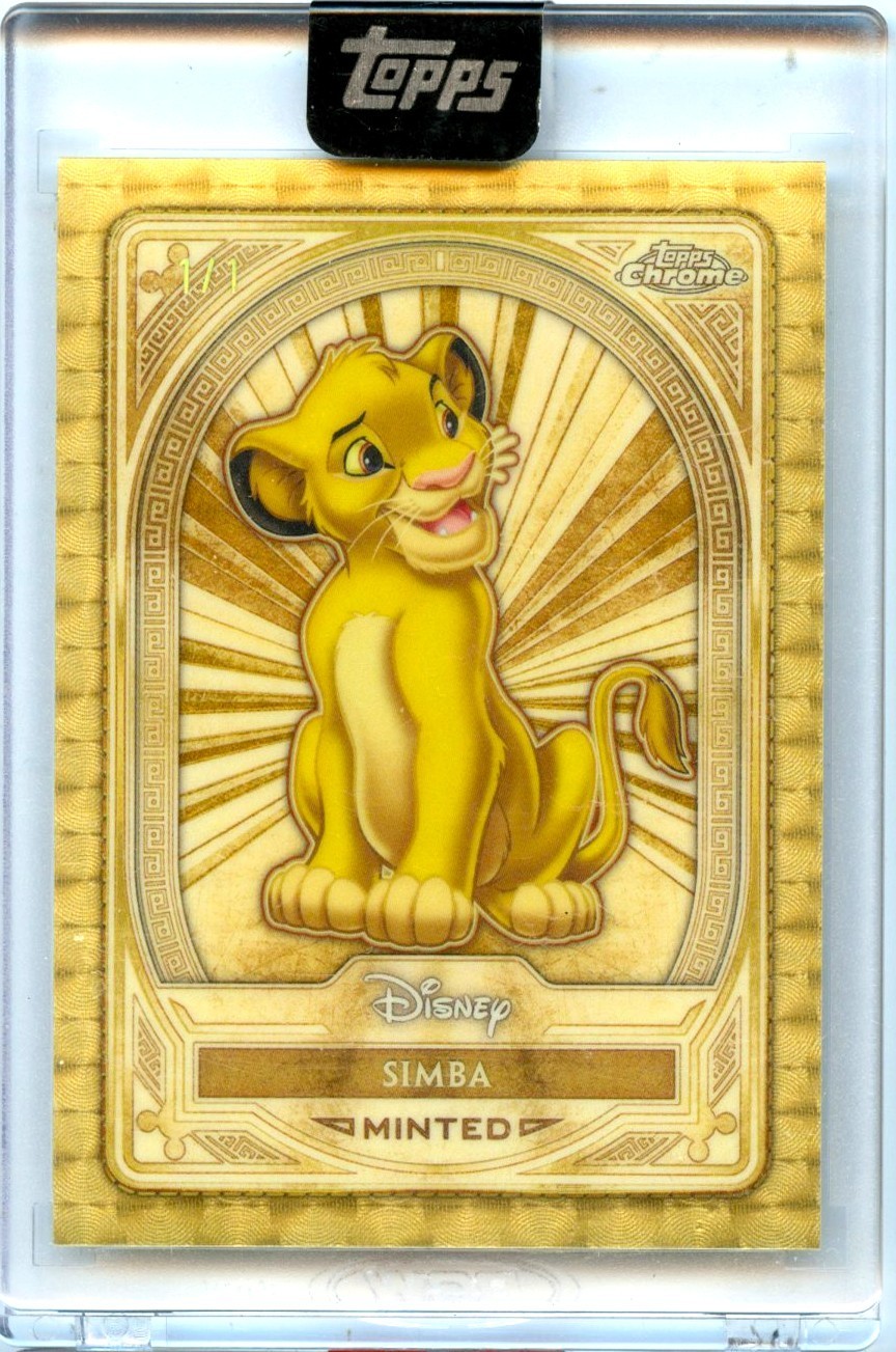SIMBA 2025 TOPPS MINT DISNEY CHROME ENCASED GOLD SUPERFRACTOR SP 1/1 LION KING SIMBA 2025 TOPPS MINT DISNEY CHROME ENCASED GOLD SUPERFRACTOR SP 1/1 LION KING