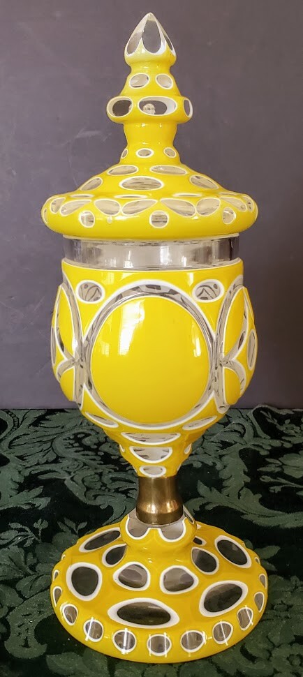 Prutscher, Otto Presentation Goblet/Dish Lidded Triple Cased Multi-Beveled Prutscher, Otto Presentation Goblet/Dish Lidded Triple Cased Multi-Beveled