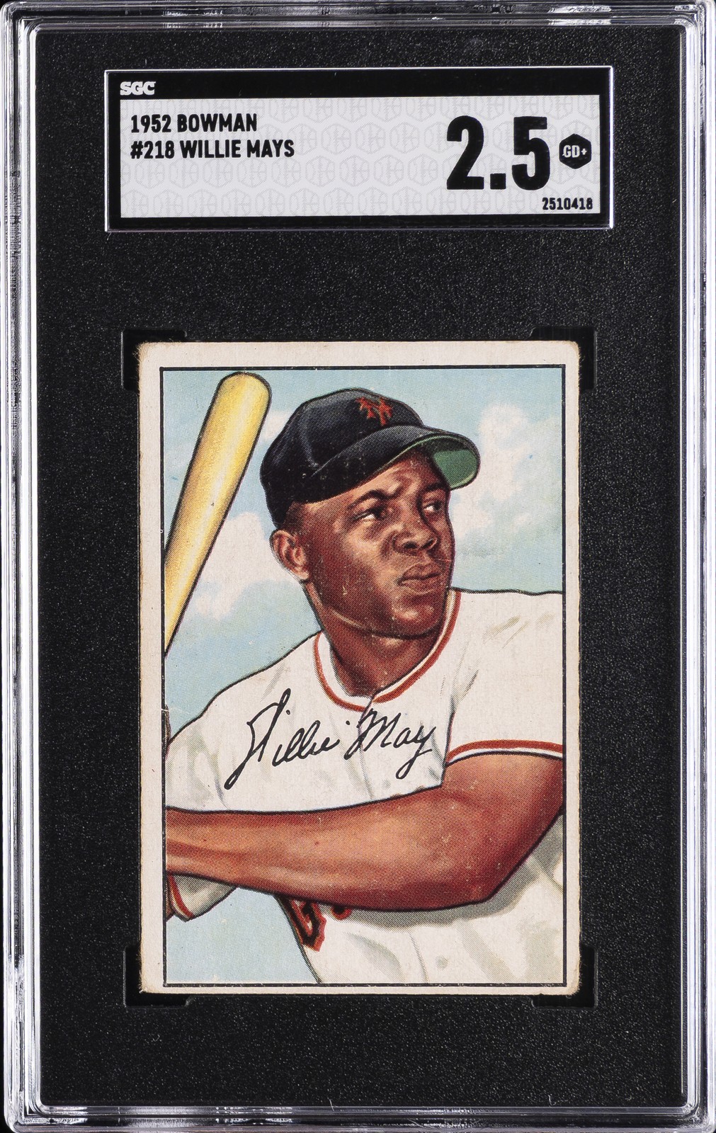 1952 BOWMAN #218 WILLIE MAYS SGC 2.5 1952 BOWMAN #218 WILLIE MAYS SGC 2.5