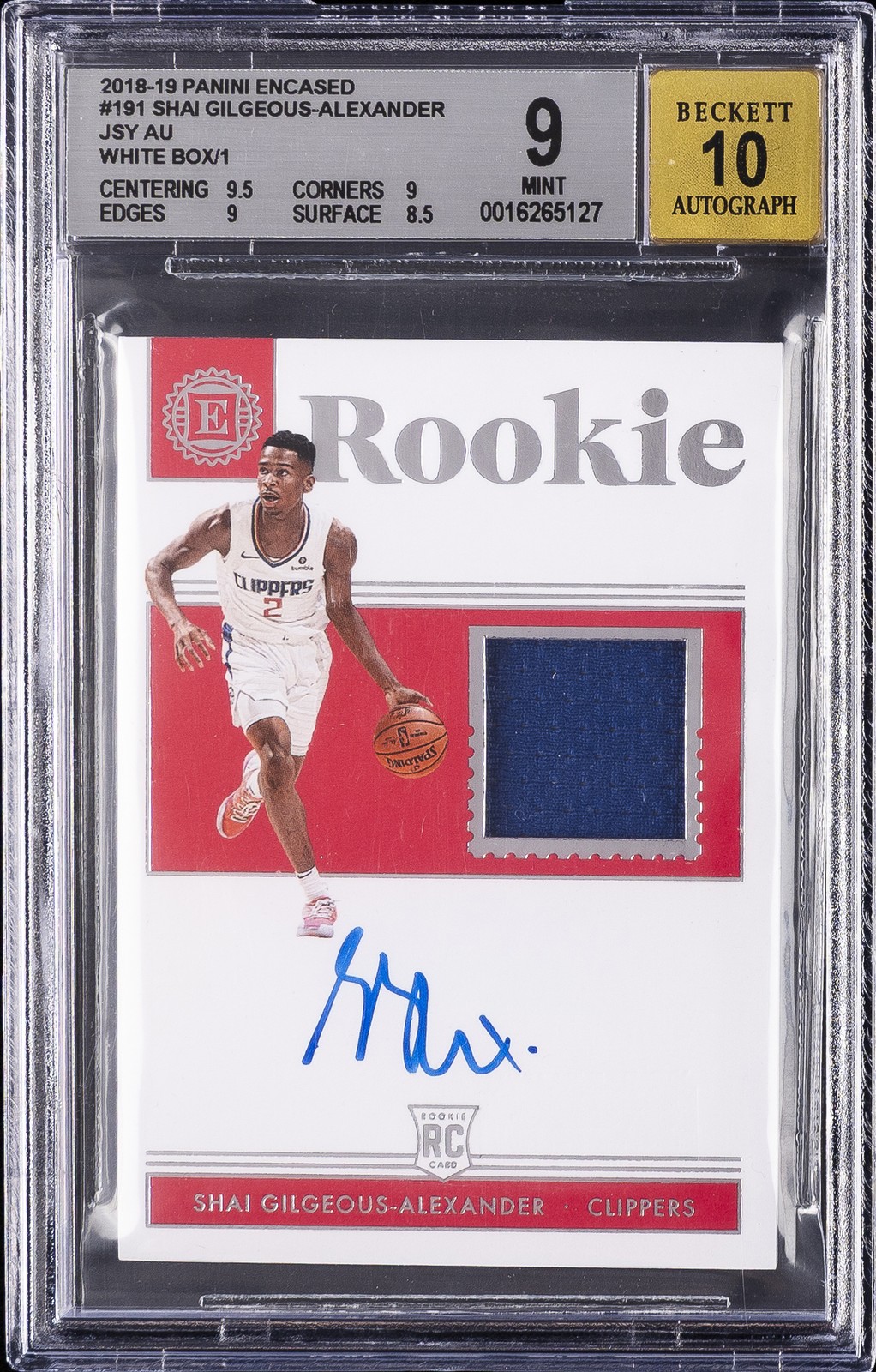 2018-19 PANINI ENCASED AUTO WHITE BOX SHAI GILGEOUS-ALEXANDER BGS 9