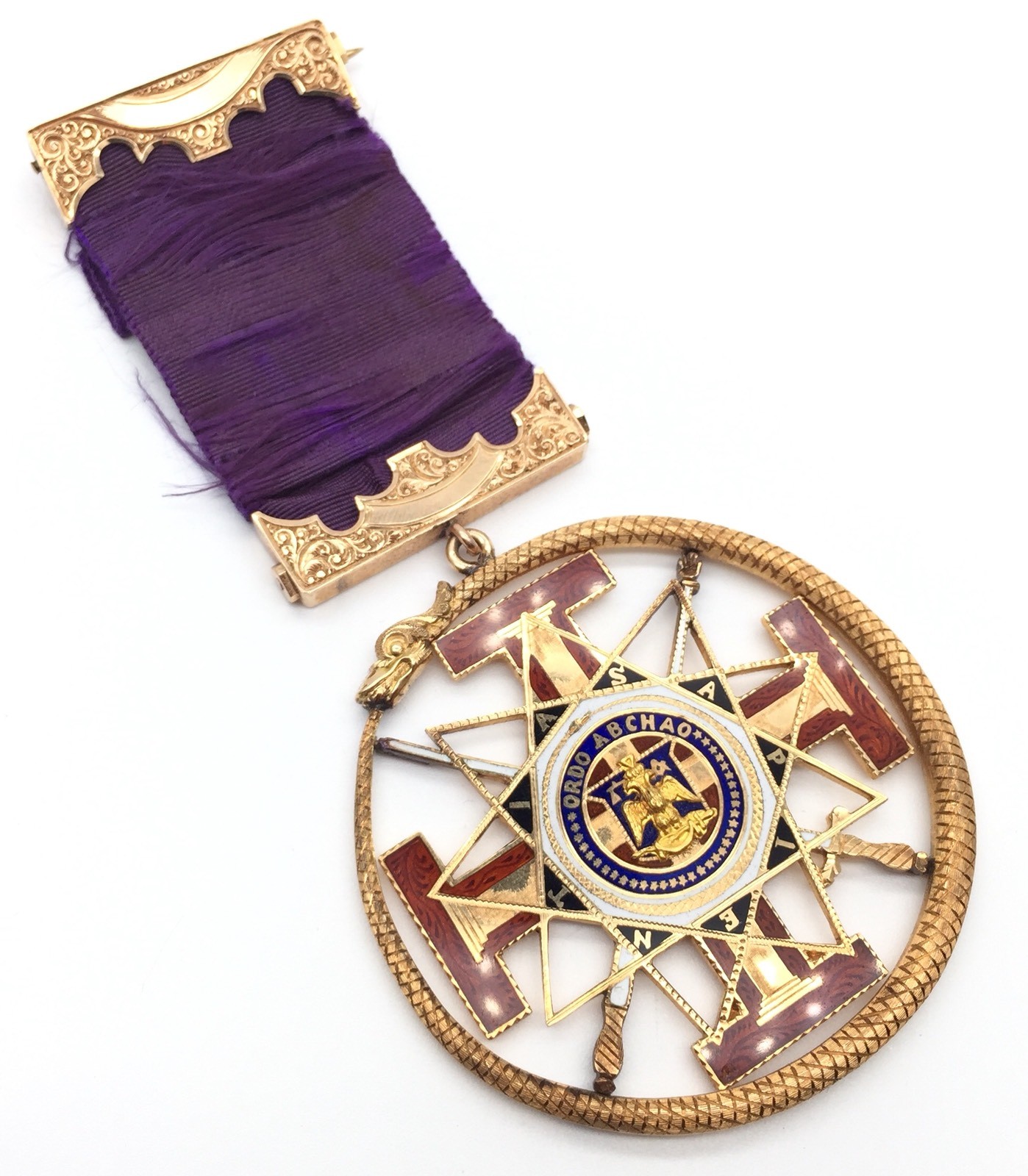 Masonic 33rd Degree 18K Solid Gold Jewel Medal W/ Enamel Rev. Hagey 1867 Merge Masonic 33rd Degree 18K Solid Gold Jewel Medal W/ Enamel Rev. Hagey 1867 Merge