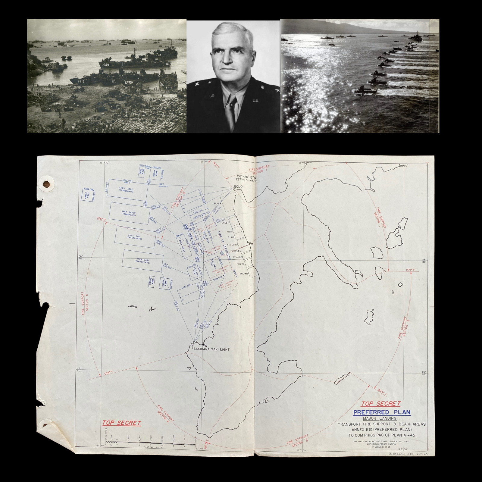 RARE WWII TOP SECRET D-Day BIGOT Map USS Eldorado Operation Iceberg Okinawa COA RARE WWII TOP SECRET D-Day BIGOT Map USS Eldorado Operation Iceberg Okinawa COA