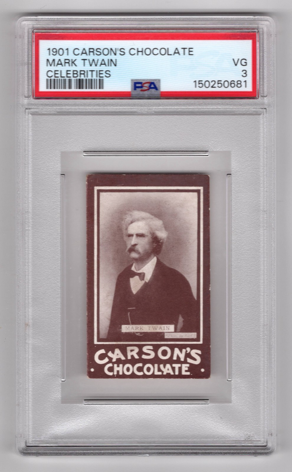 PSA 3 MARK TWAIN 1901 Carson's Chocolate Card is Extremely Rare SAMUEL CLEMENS PSA 3 MARK TWAIN 1901 Carson's Chocolate Card is Extremely Rare SAMUEL CLEMENS