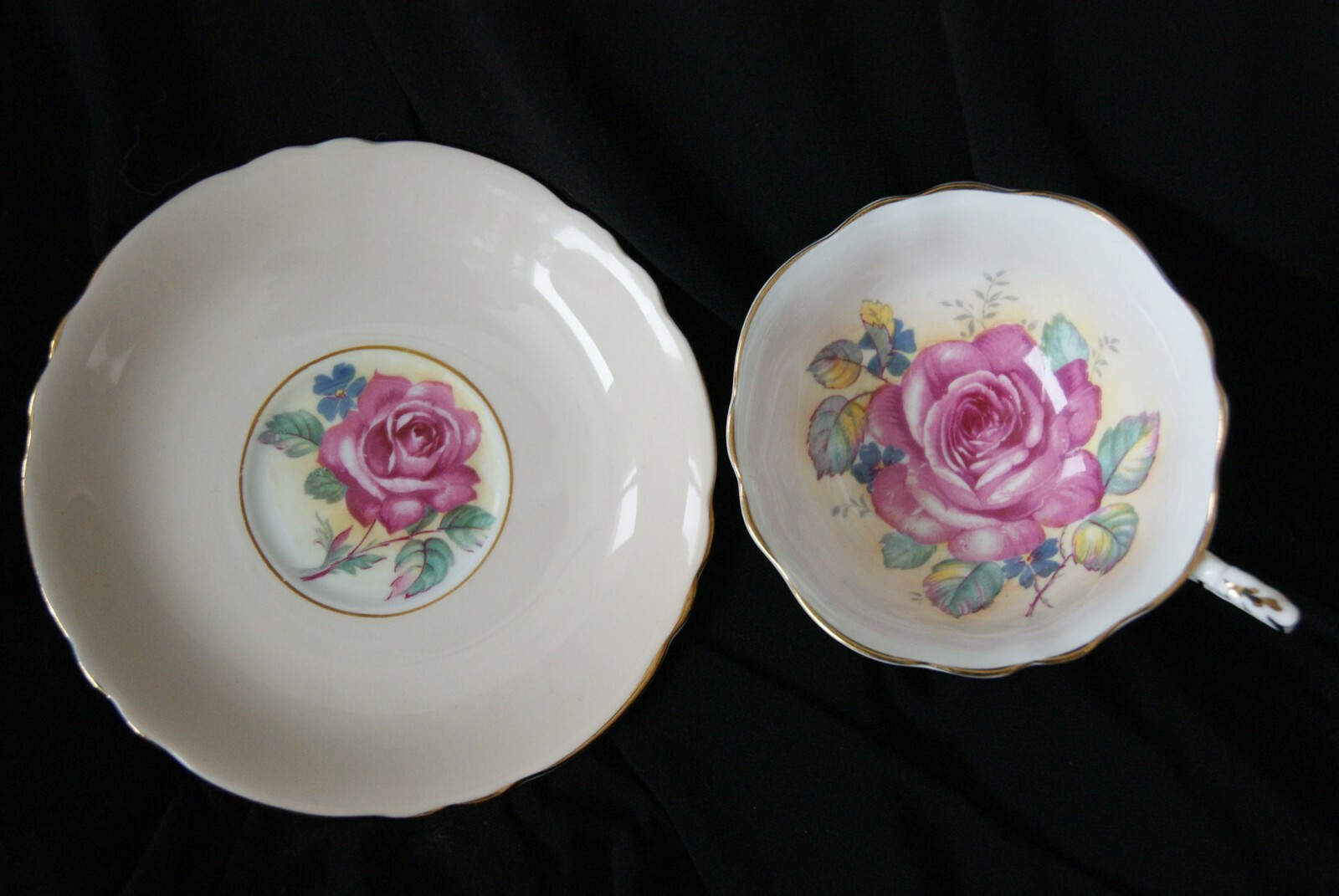Vintage Paragon Cabbage Rose Bone China  Teacup and Saucer 