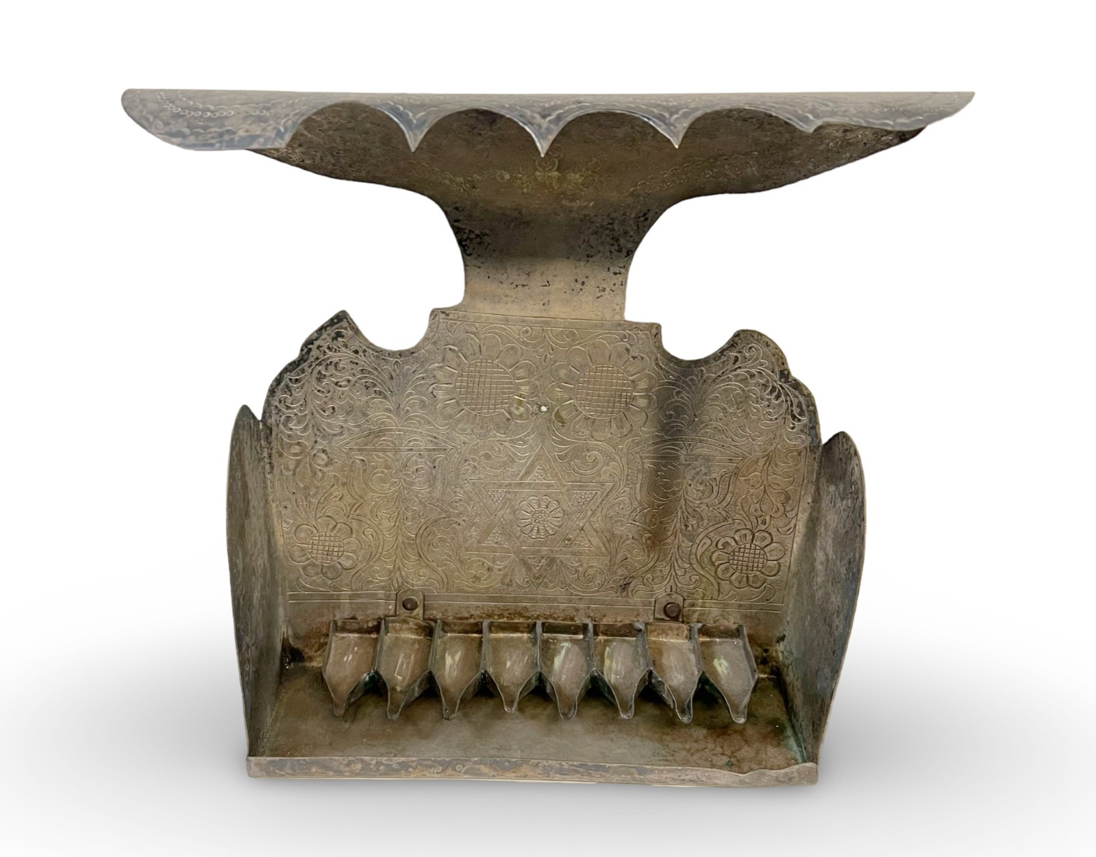 19th century Moroccan Silver Oil Hanukkiah Menorah