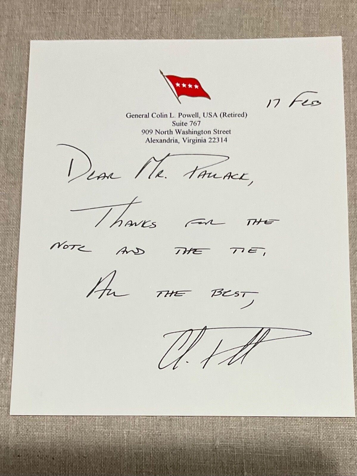 Secretary Of State Gen Colin Powell Authentic Original Autographed Signed Letter Secretary Of State Gen Colin Powell Authentic Original Autographed Signed Letter