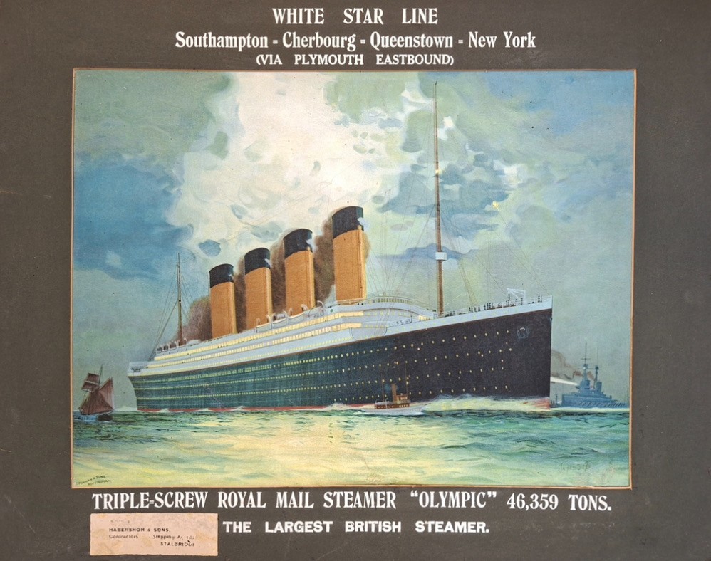 WHITE STAR LINE RMS OLYMPIC OUTSTANDING & RARE TRAVEL AGENTS LITHOGRAPH C-1913 WHITE STAR LINE RMS OLYMPIC OUTSTANDING & RARE TRAVEL AGENTS LITHOGRAPH C-1913