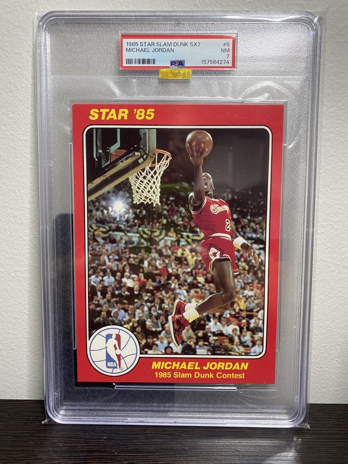 1984-85 STAR SLAM DUNK SUPERS 5X7 #5 MICHAEL JORDAN PSA 7 1984-85 STAR SLAM DUNK SUPERS 5X7 #5 MICHAEL JORDAN PSA 7