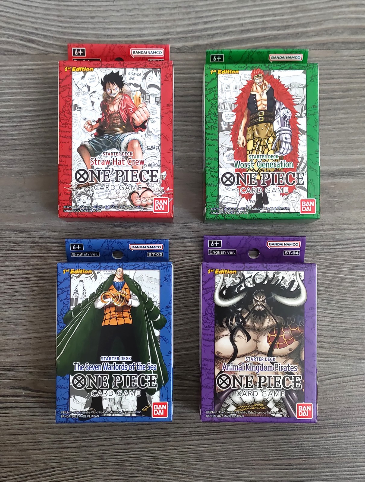 Lot 4x Super Pre-release Starter Deck Set ST01-ST04 One Piece Sealed 1st Edition Lot 4x Super Pre-release Starter Deck Set ST01-ST04 One Piece Sealed 1st Edition