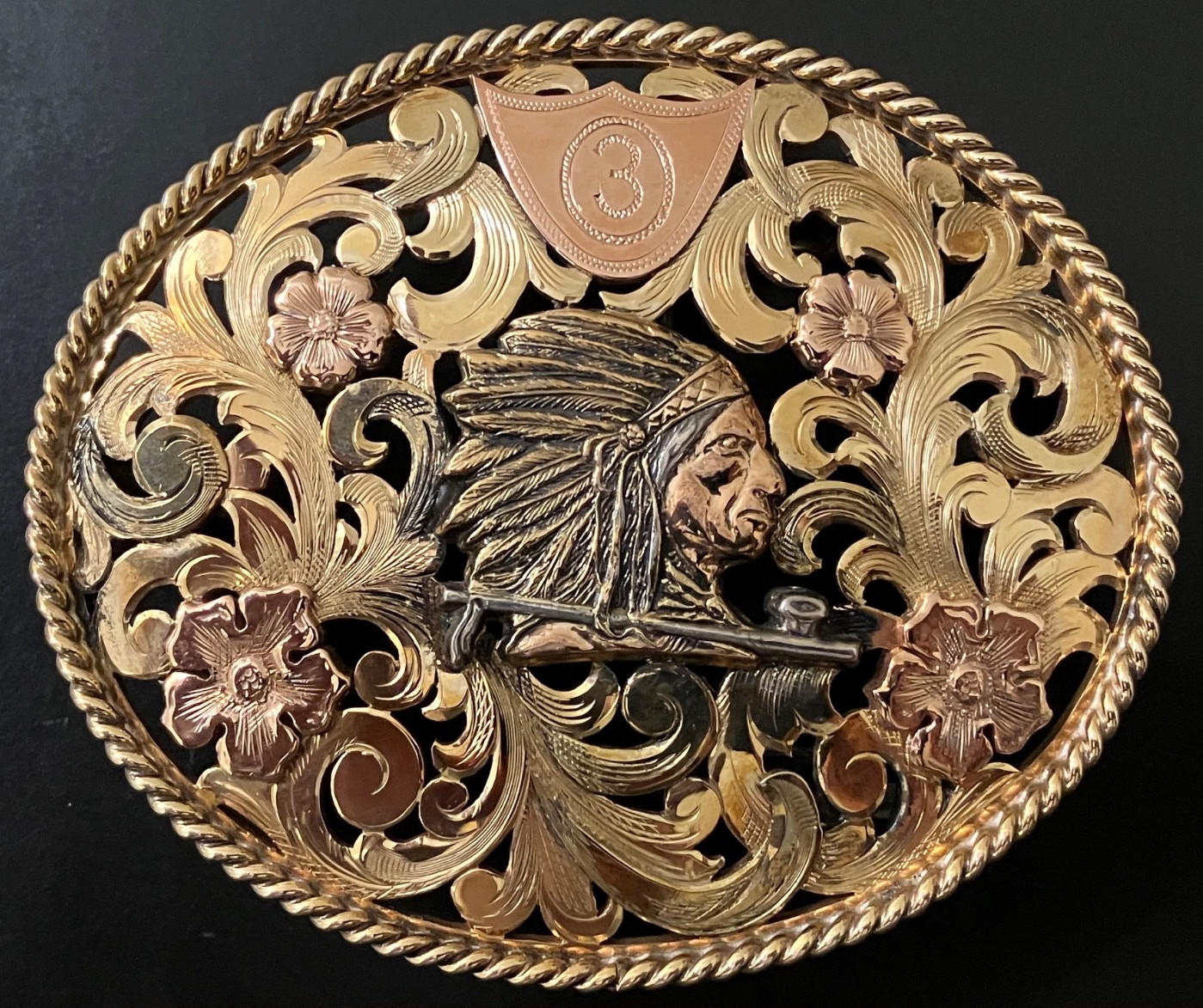 Clint Orms Comanche Chief Buckle 14kt Gold Limited Edition 1 of 10 Clint Orms Comanche Chief Buckle 14kt Gold Limited Edition 1 of 10