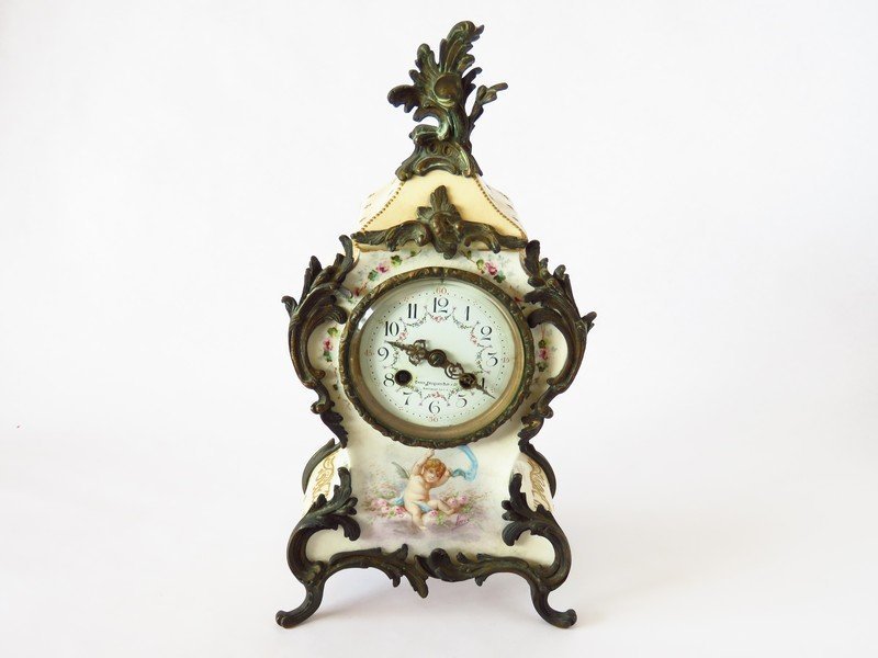 CHARLES JACQUES PORCELAIN CHERUB CLOCK ~EXQUISITE~