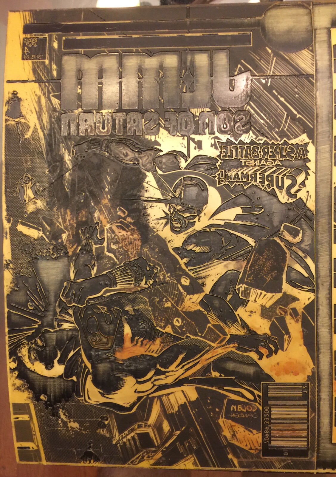 DC JEMM 4 Son Saturn SUPERMAN Gene Colan Klaus Janson Cover Art Printing Plate DC JEMM 4 Son Saturn SUPERMAN Gene Colan Klaus Janson Cover Art Printing Plate