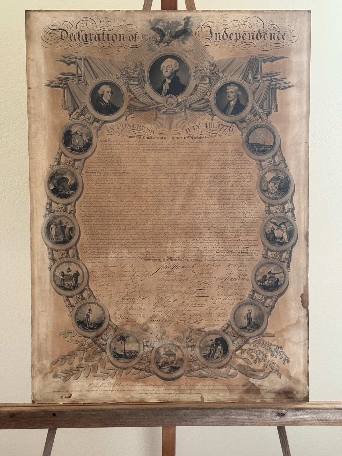 1819 John Binns Declaration of Independence Engraving. Early Pull 1819 John Binns Declaration of Independence Engraving. Early Pull