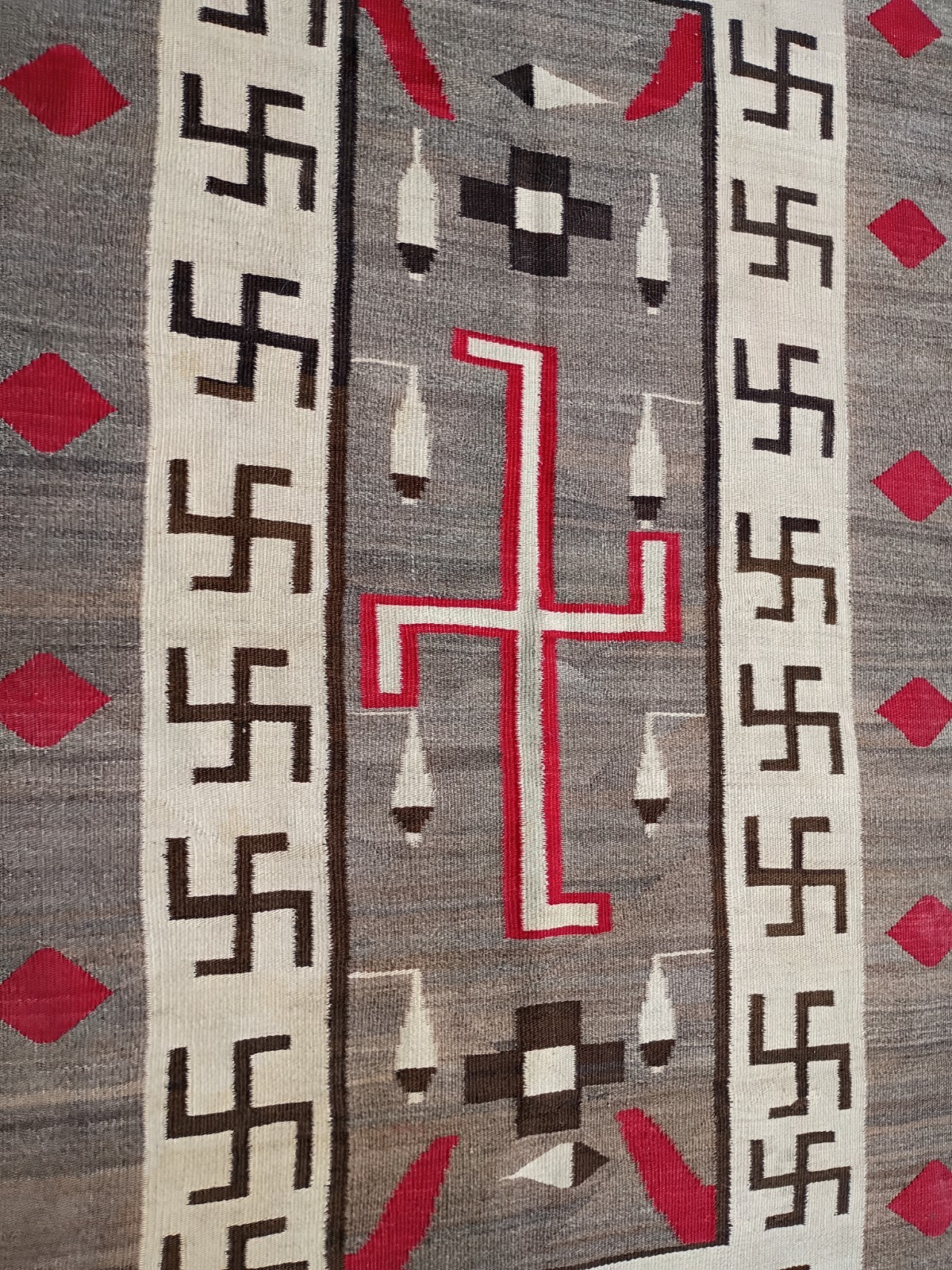 Navajo Rug JB Moore Antique Native American Whirling Logs Textile Weaving 1910 Navajo Rug JB Moore Antique Native American Whirling Logs Textile Weaving 1910