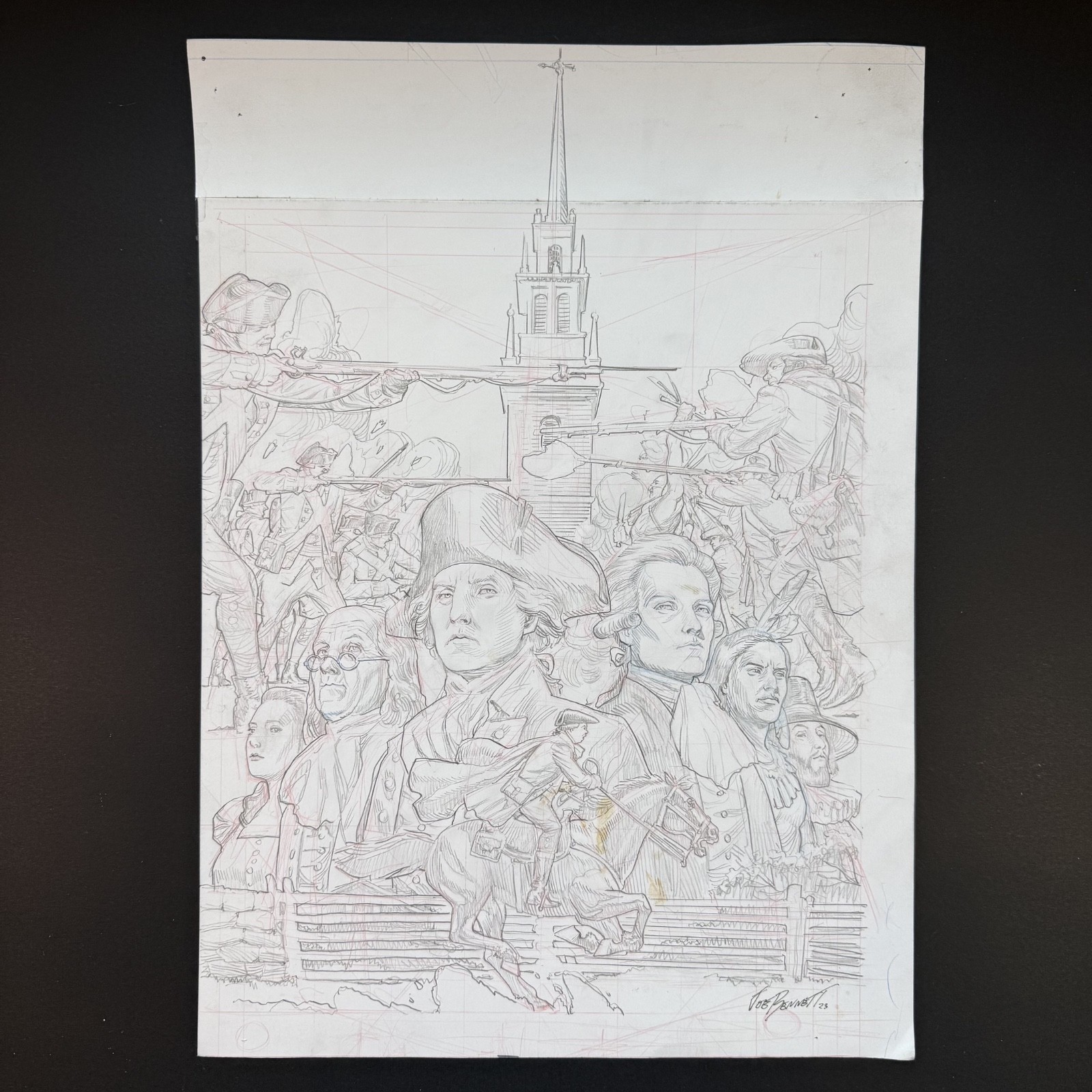 America Part One Original Comic Art Cover Signed Joe Bennett George Washington