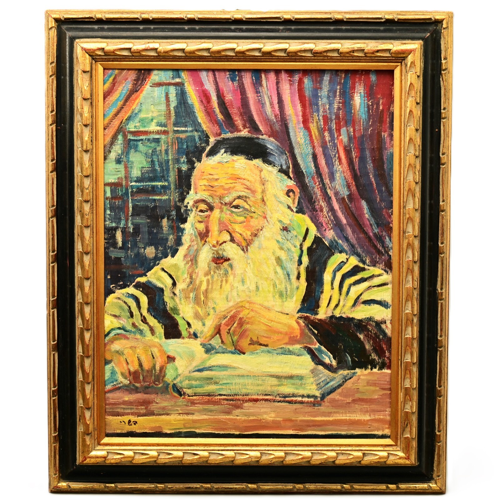 MANE KATZ Original Vintage Signed Judaica Rabbi Torah Study Portrait Painting MANE KATZ Original Vintage Signed Judaica Rabbi Torah Study Portrait Painting