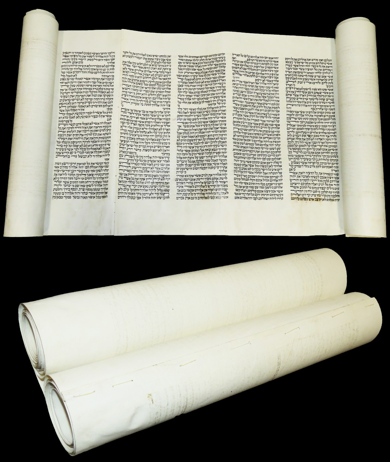 Authentic Handwritten Torah Scroll Book of Deuteronomy Parchment Israel 1980s
