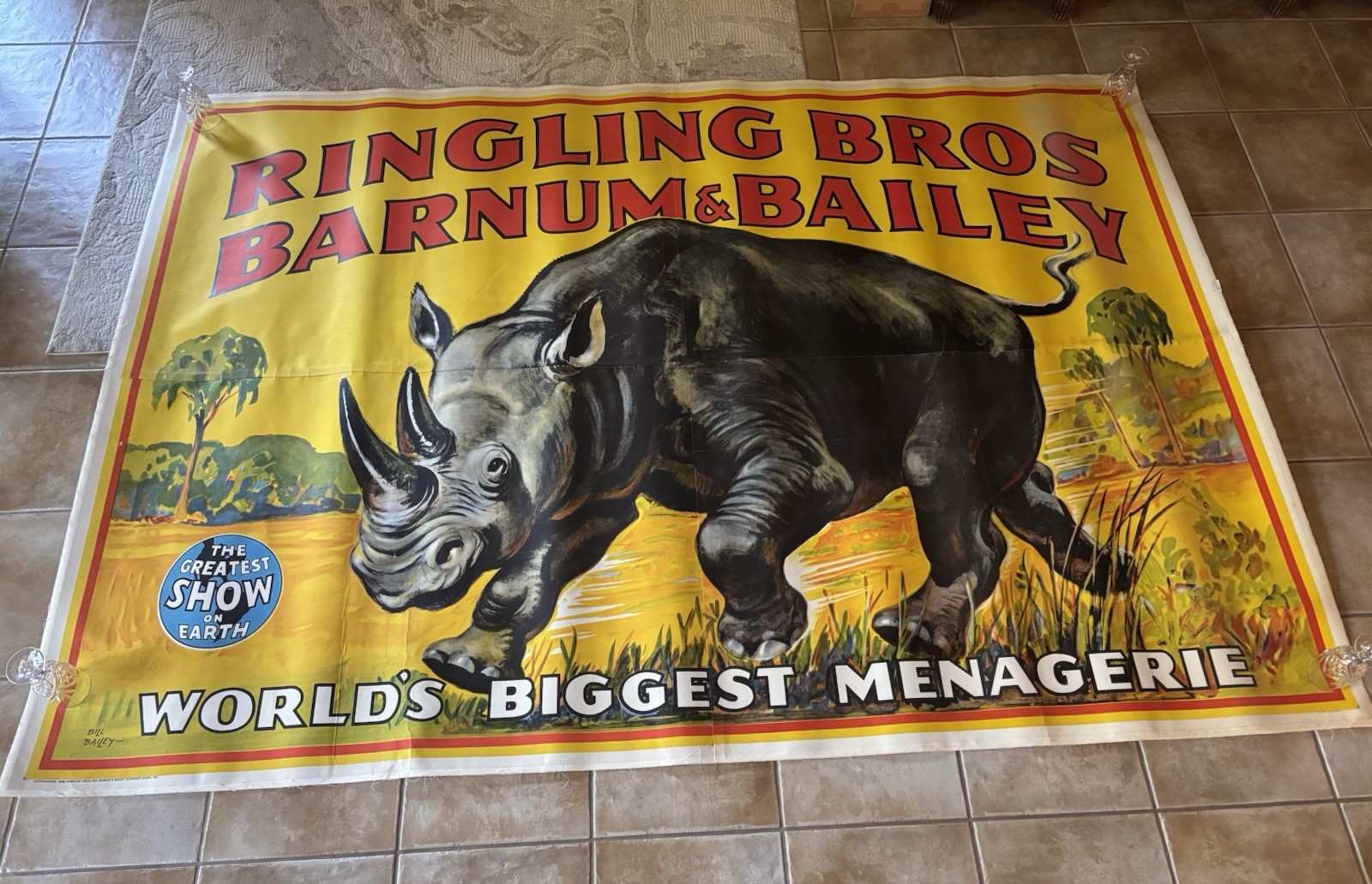 Rare 1946 Vintage BILLBOARD Mounted on Canvas Ringling Bros Circus Poster 80x120 Rare 1946 Vintage BILLBOARD Mounted on Canvas Ringling Bros Circus Poster 80x120