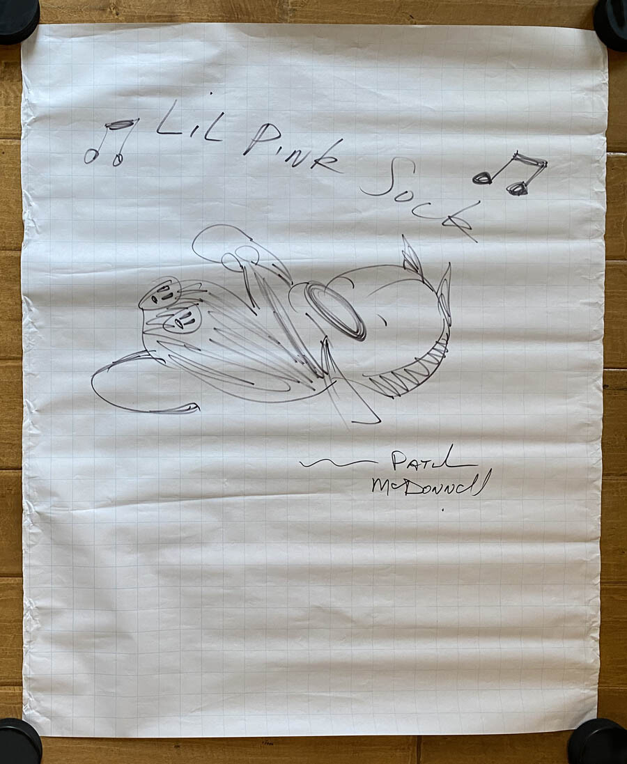 Patrick McDonnell 32x27 ORIGINAL ART Mutts Mooch sock SIGNED SKETCH AUTOGRAPHED Patrick McDonnell 32x27 ORIGINAL ART Mutts Mooch sock SIGNED SKETCH AUTOGRAPHED