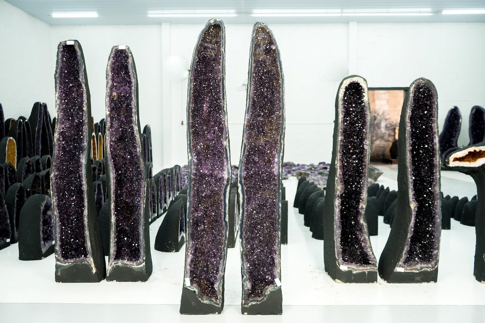 Gorgeous Pair of Straight, X-Tall Amethyst Geodes with Sparkly Purple Amethyst