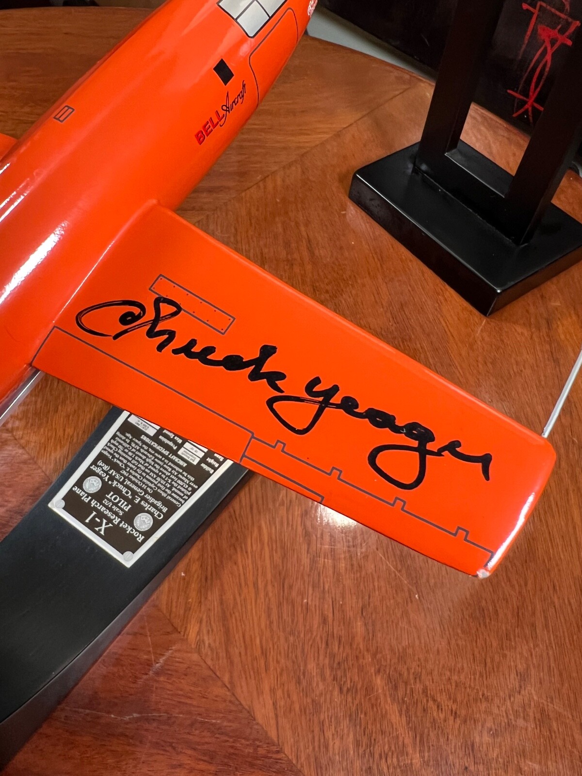 Original Chuck Yeager signature Bell X-1, Orange Rocket Plane Original Chuck Yeager signature Bell X-1, Orange Rocket Plane