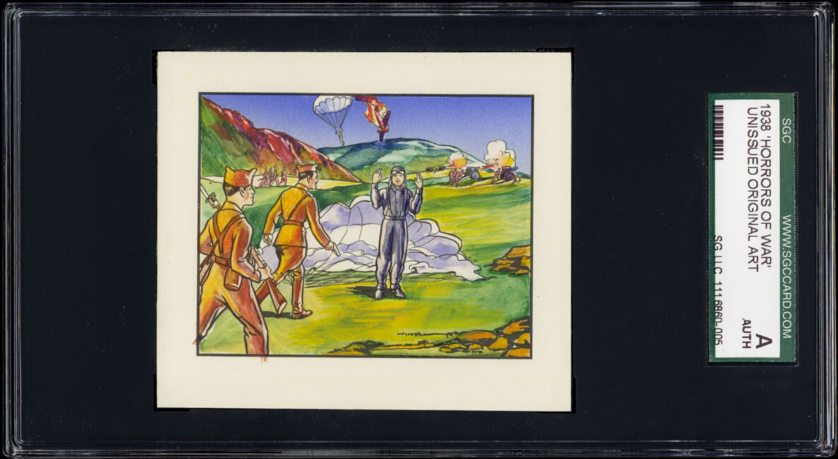 1938 Horrors of War original art from high-series unissued cards ONLY 6 KNOWN