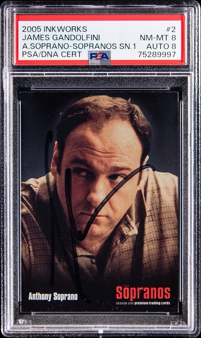 2005 Inkworks Sopranos Season 1 #2 Tony Soprano PSA 8 AUTO RC James Gandolfini 2005 Inkworks Sopranos Season 1 #2 Tony Soprano PSA 8 AUTO RC James Gandolfini