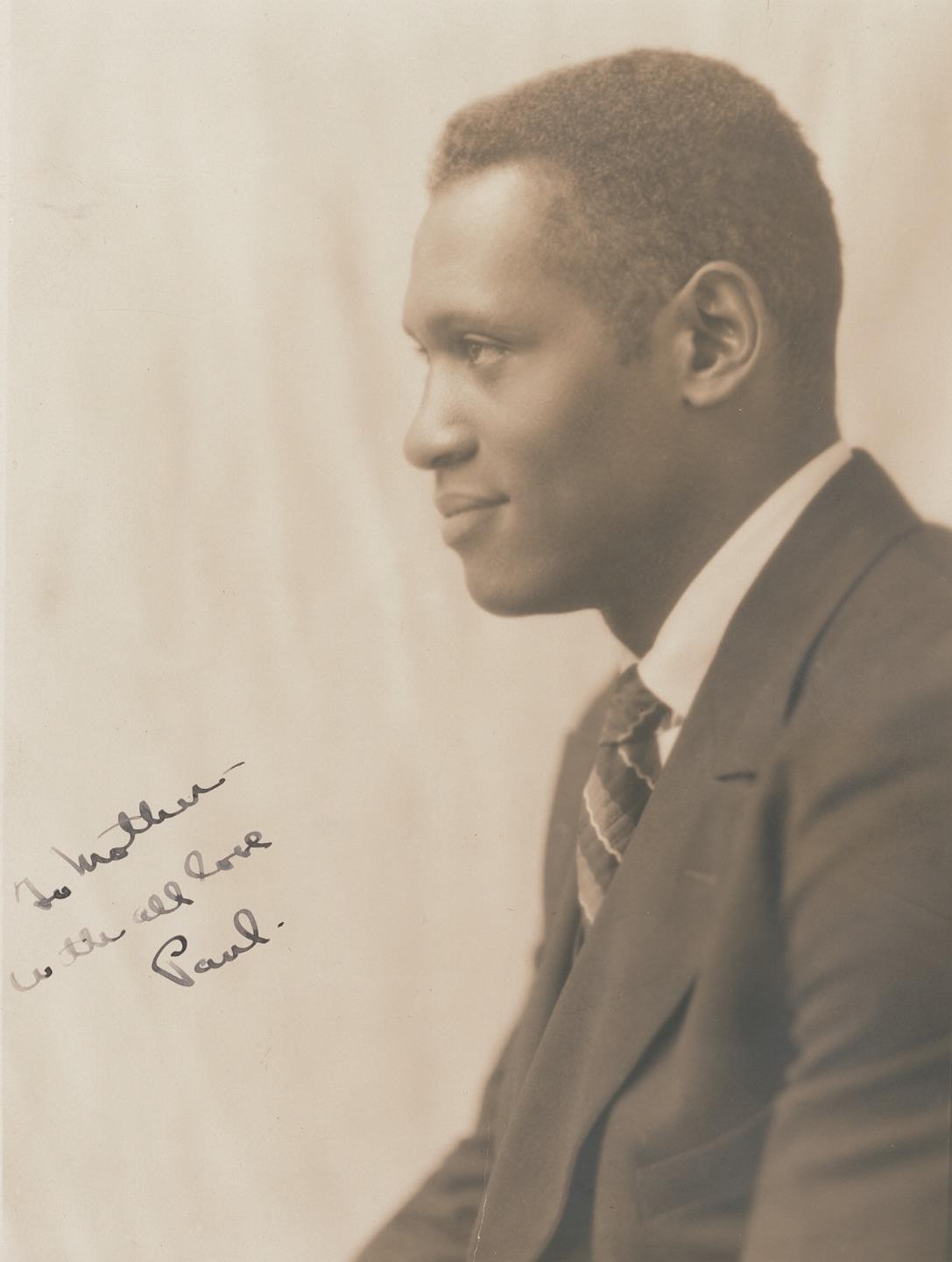 c. 1920's Paul Robeson SIGNED & Inscribed to Step-Mother Photo JSA CERTIFICATE