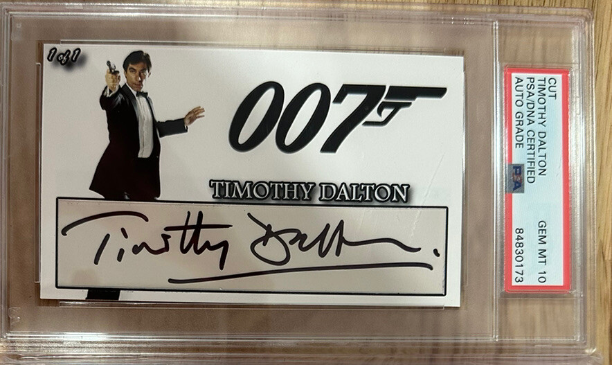 James Bond Timothy Dalton Autograph Auto Card Ian Fleming PSA 10 Custom James Bond Timothy Dalton Autograph Auto Card Ian Fleming PSA 10 Custom