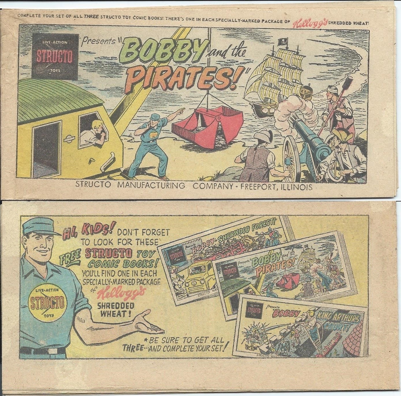 KELLOGGS CEREAL RARE STRUCTO PRESENTS BOBBY & PIRATES MINI PROMO GIVEAWAY F 1957 KELLOGGS CEREAL RARE STRUCTO PRESENTS BOBBY & PIRATES MINI PROMO GIVEAWAY F 1957