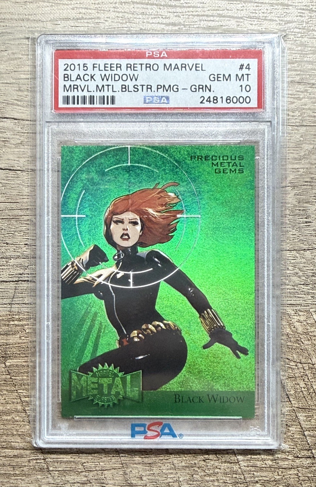 2015 Marvel Fleer Retro Black Widow Precious Metal Gems PMG GREEN 4/10 PSA 10 2015 Marvel Fleer Retro Black Widow Precious Metal Gems PMG GREEN 4/10 PSA 10