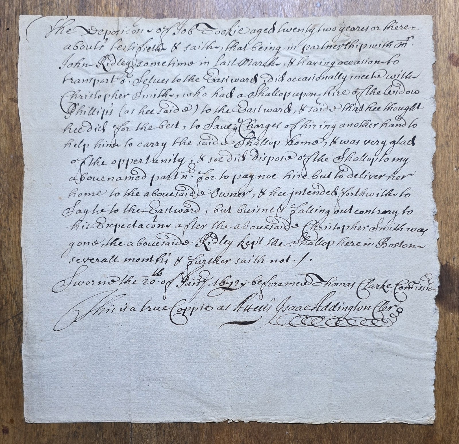 SALEM WITCH TRIALS DEFENDANT JOB TOOKIE PRIOR MARITIME LEGAL MA 1677 WITCHCRAFT SALEM WITCH TRIALS DEFENDANT JOB TOOKIE PRIOR MARITIME LEGAL MA 1677 WITCHCRAFT