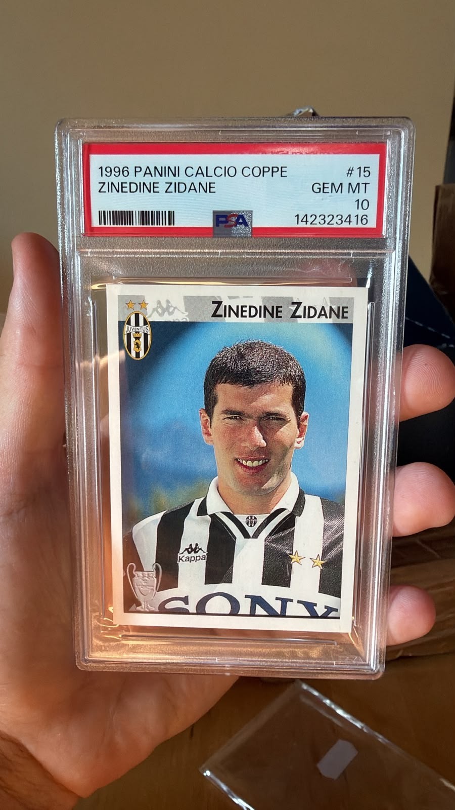 ZINEDINE ZIDANE PSA 10 POP 1 1996-97 Panini Football Cups Sticker #15 Juventus