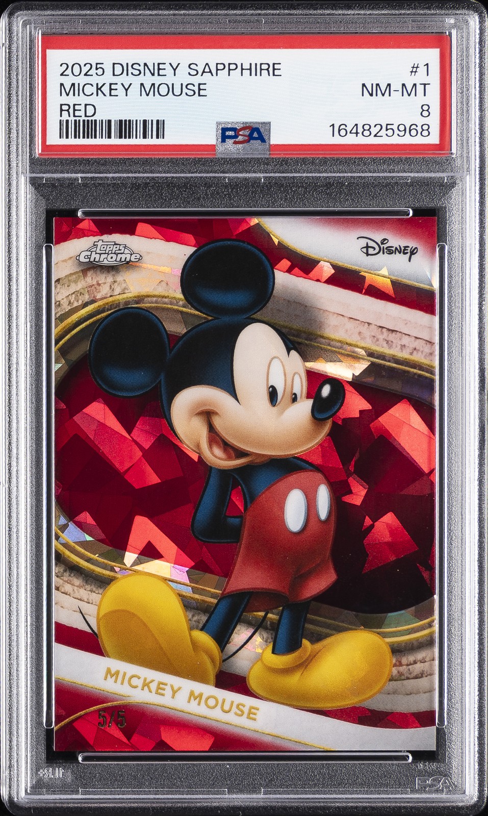 2025 TOPPS CHROME DISNEY SAPPHIRE EDITION RED #1 MICKEY MOUSE 5/5 PSA 8 2025 TOPPS CHROME DISNEY SAPPHIRE EDITION RED #1 MICKEY MOUSE 5/5 PSA 8