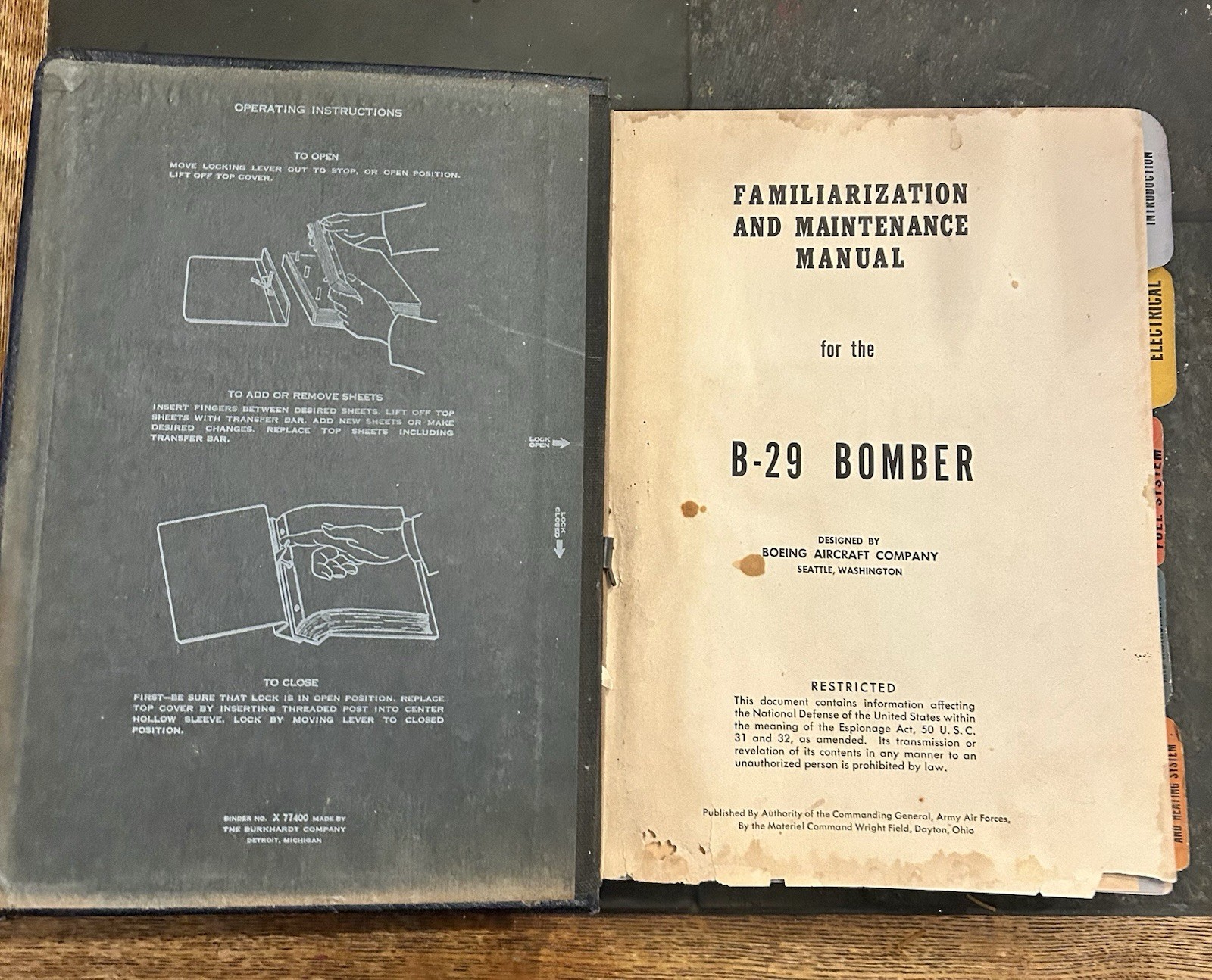 1944 WWII B-29 Familiarization And Maintenance Manual A.A.F. Publications
